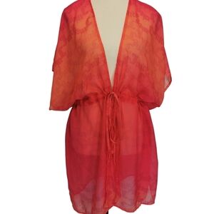 Juicy Couture Signature Pink Ombre Kimono Sleeve Drawstring Cover Up - Sz OS